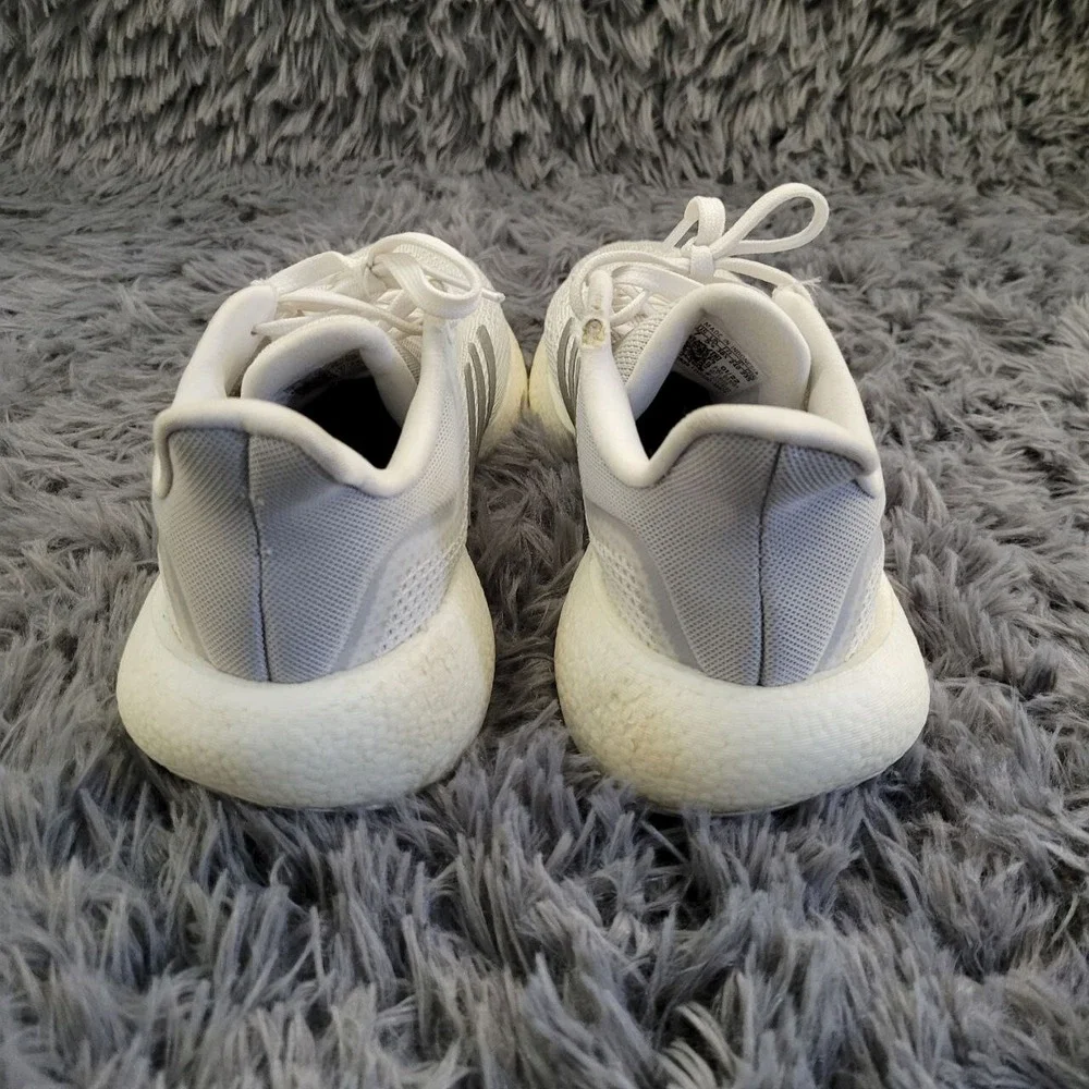 Adidas Pureboost 22 Running Shoes Women 7 White Silver Lace Up Athletic Sneakers